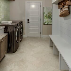 Florida Tile High Ridge Pinnacle Beige installed in a mudroom