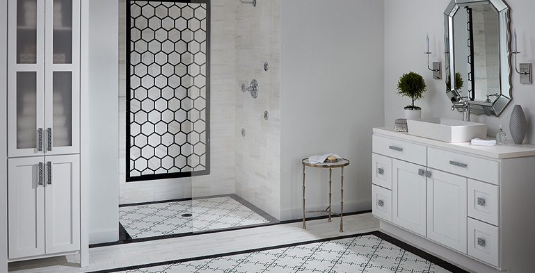 Jeffrey Court Chapter 18 Rotunda installed in a vintage looking  bathroom