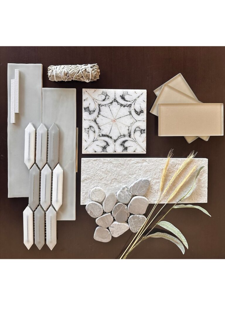 Overhead view of a selection of ceramic and porcelain tile