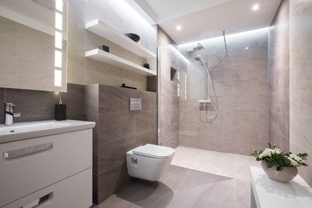 Bathroom renovations are a great investment. The bathroom shows a great example of a beautifully renovated bathroom.