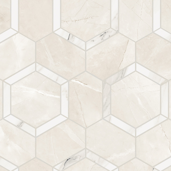 Pulpis Beige 15.7" x 13.8" Esagona Hex Mosaic