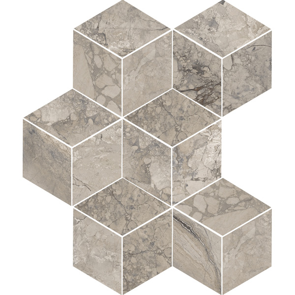 Walnut 12" x 16" Mixed Finish Hexagon Mosaic
