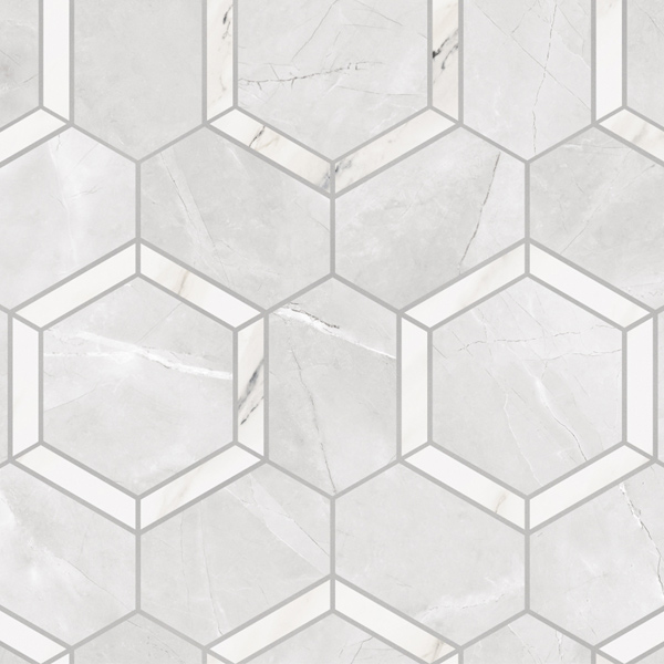 Pulpis Grey 15.7" x 13.8" Esagona Hex Mosaic