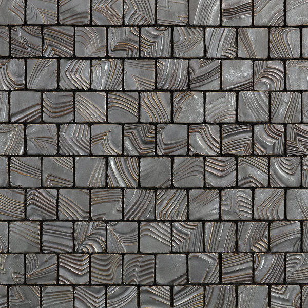 Dark Silver Square Ripples Mosaic