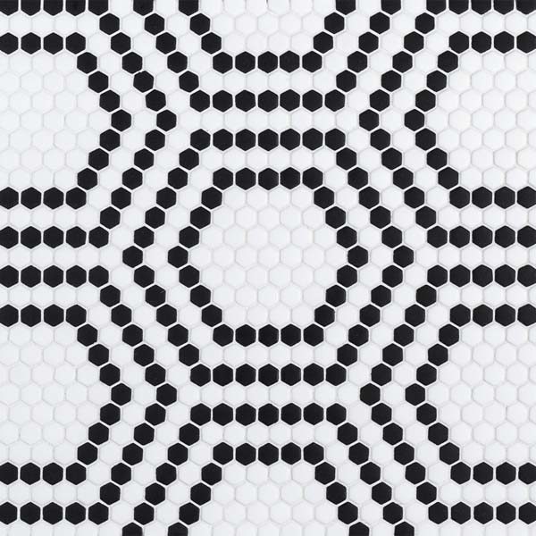 Black Union 5/8" Hexagon Mosaic