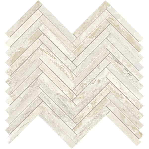 Ivory Herringbone Mosaic