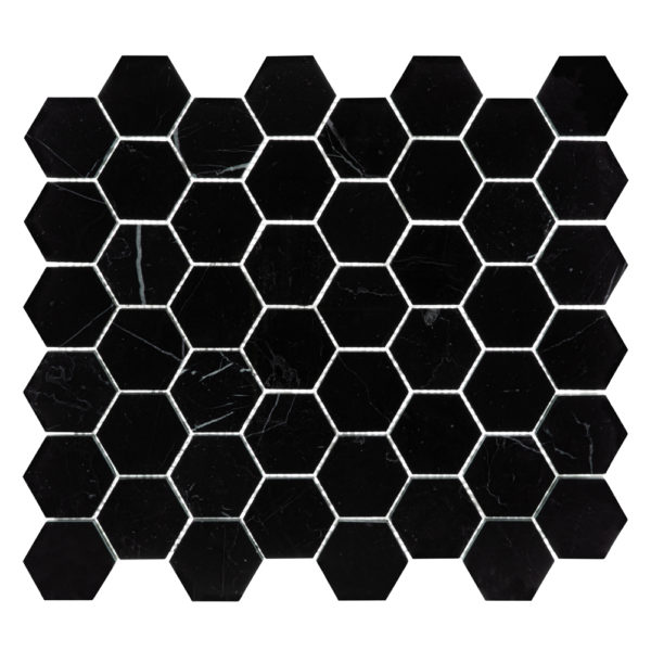 Nero Marquina 2" Hexagon Mosaic