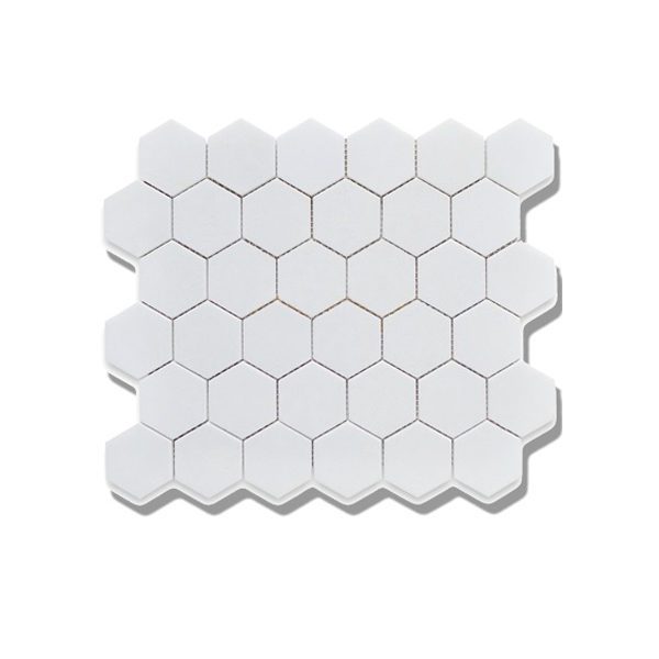 x - White (Matte) 2" Hexagon Mosaic
