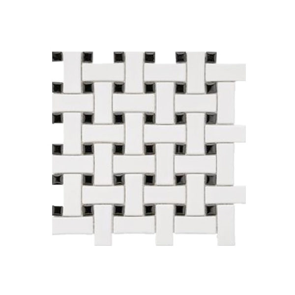 Basketweave - White & Black (Matte) Basketweave Mosaic