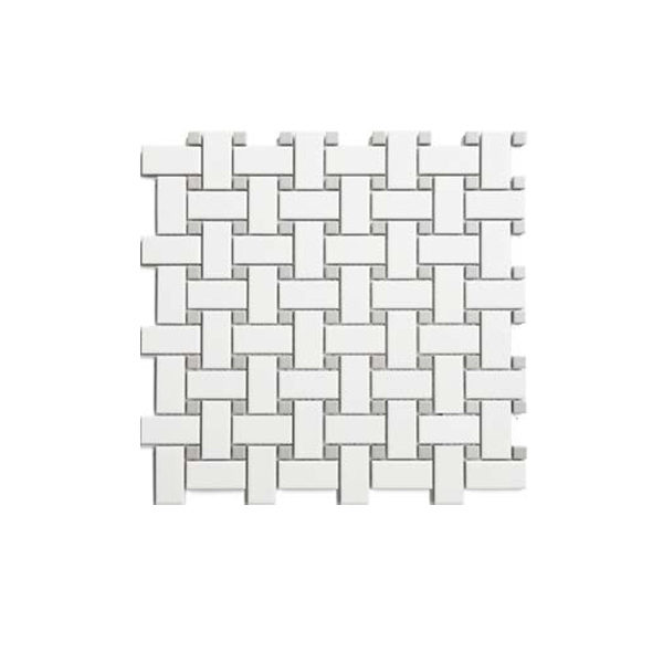 Basketweave - White & Grey (Matte) Basketweave Mosaic