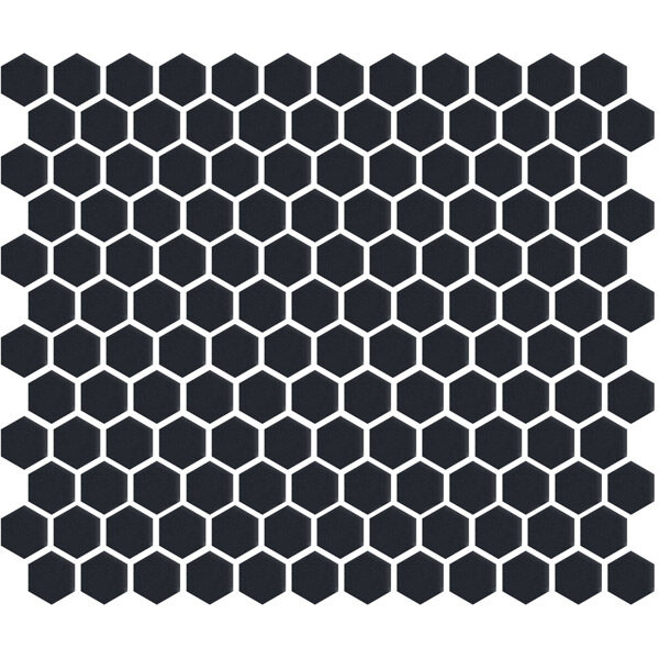 Charcoal Gloss 1" Hexagon Glossy Mosaic