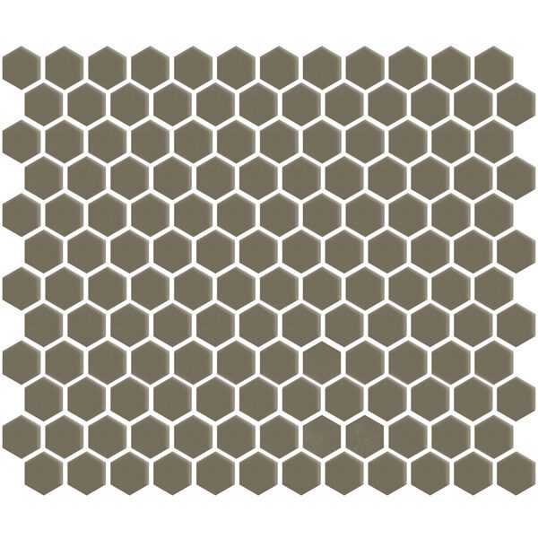 Khaki Gloss 1" Hexagon Glossy Mosaic