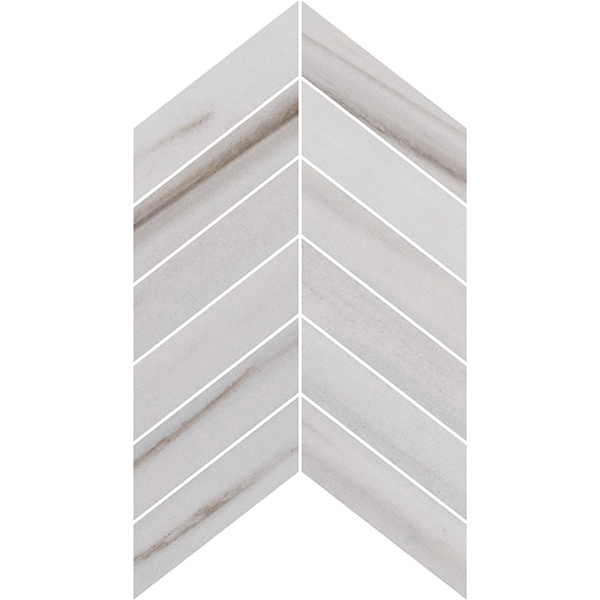 Majestic White Lasa 2" x 6" Chevron Mosaic