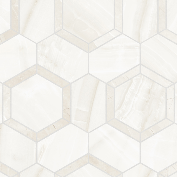 Onice Bianco 15.7" x 13.8" Esagona Hex Mosaic