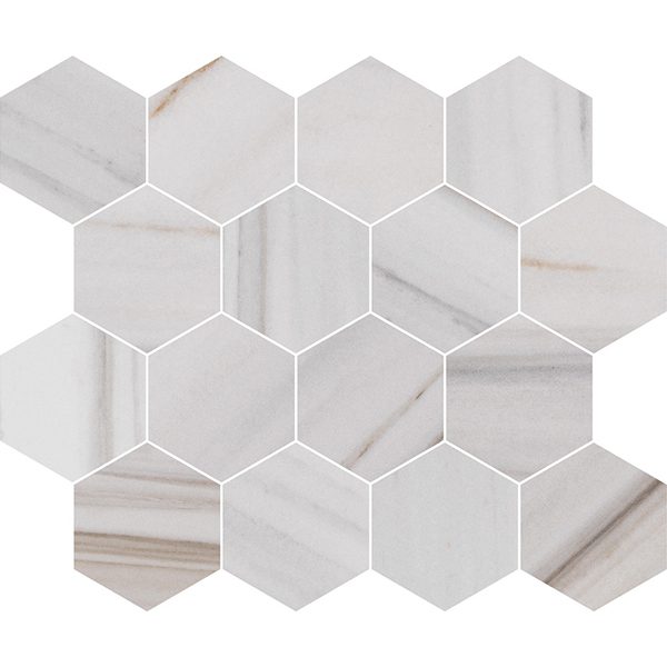 Majestic White Lasa 3" Hexagon Mosaic