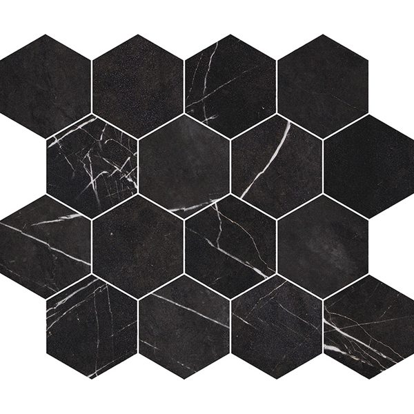 Regal Black 3" Hexagon Mosaic