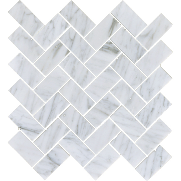 White Venatino Small Herringbone